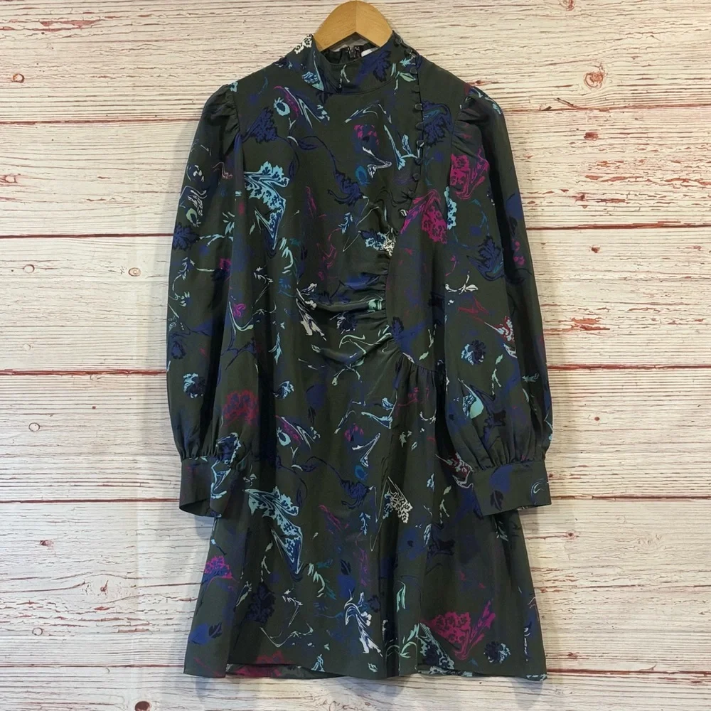 Tanya Taylor Clarisse Silk Dress in Green Sz 8
